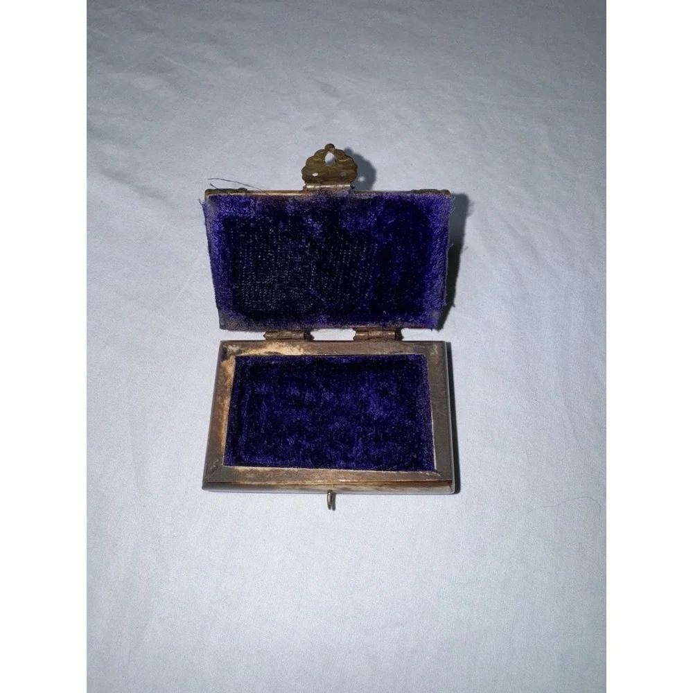 Vintage Bone and Brass Trinket Box Felt Lining India Jewelry Trinket Storage